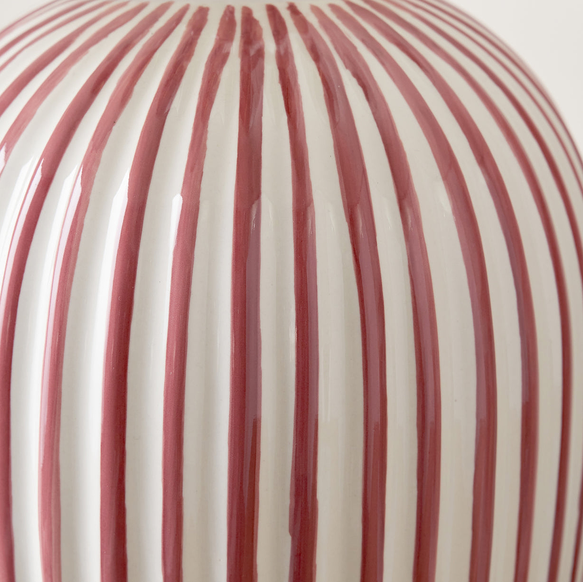 Cannes Stripe Ceramic Table Lamp Mulberry from Roseland Furniture