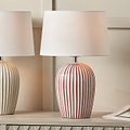 Cannes Stripe Ceramic Table Lamp Mulberry from Roseland Furniture