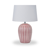 Cannes Stripe Ceramic Table Lamp Mulberry from Roseland Furniture