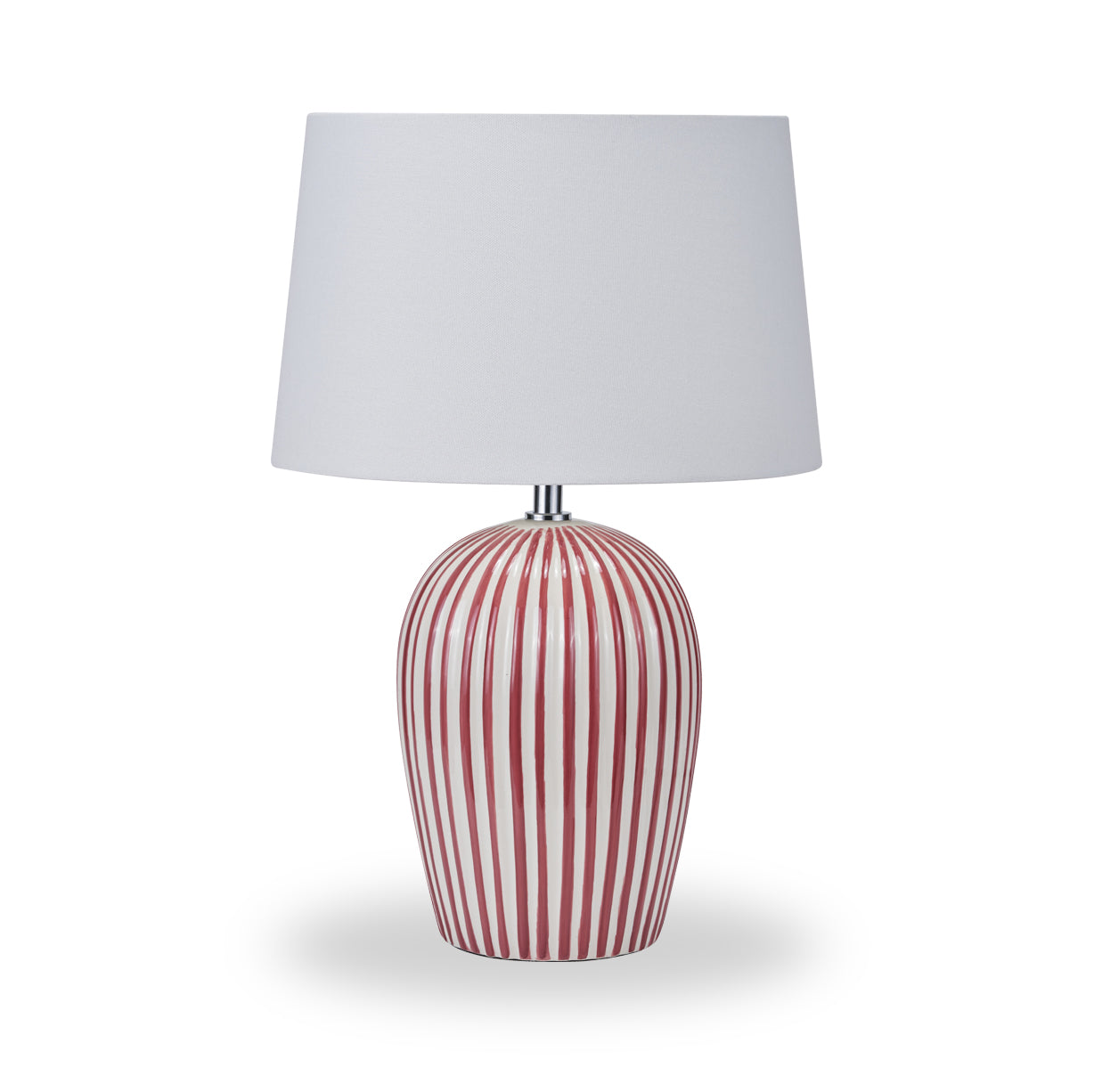 Cannes Stripe Ceramic Table Lamp Mulberry from Roseland Furniture