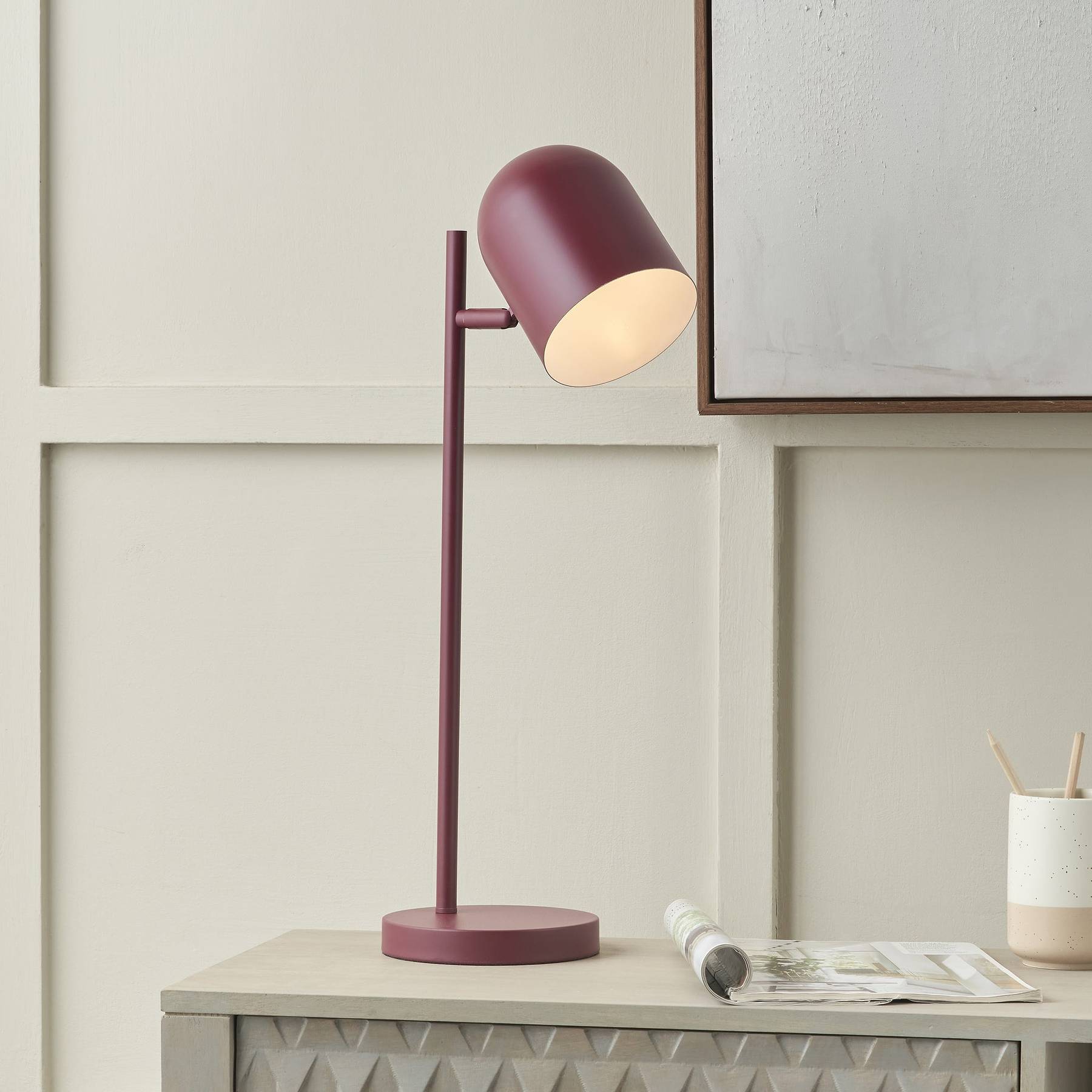 Finn Cloche Headed Table Lamp Mulberry from Roseland Furniture