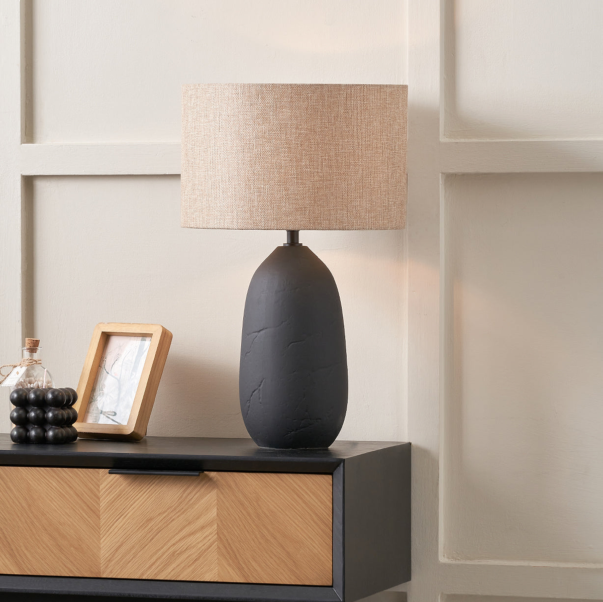 Erika Vintage Ceramic Table Lamp Black from Roseland Furniture