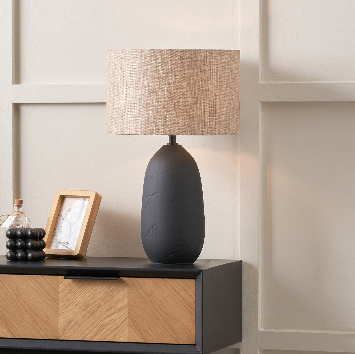 Erika Vintage Ceramic Table Lamp Black from Roseland Furniture