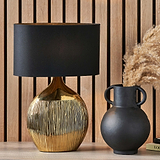 Gemini Etched Ceramic Table Lamp Gold from Roseland Furniture