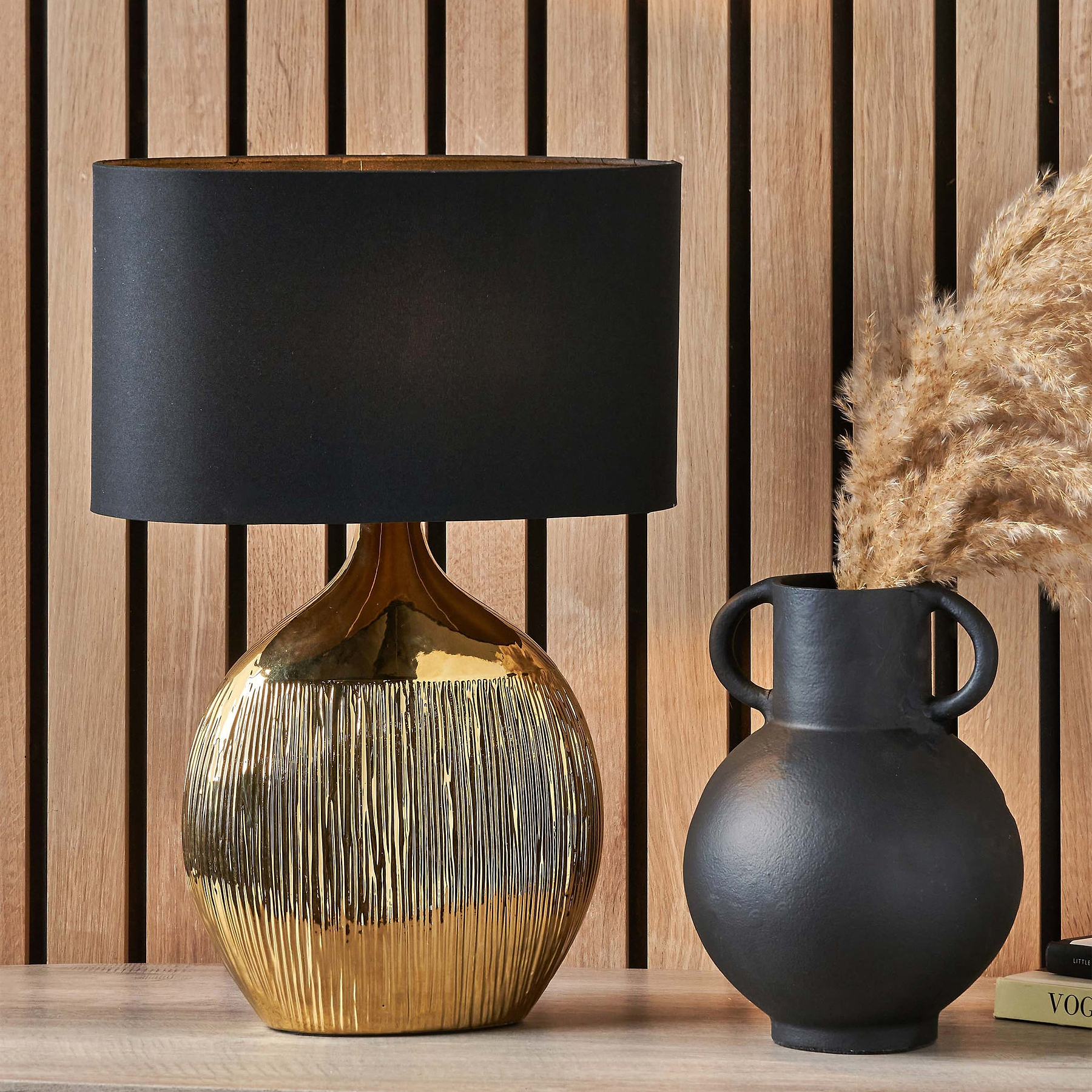 Gemini Etched Ceramic Table Lamp Gold from Roseland Furniture