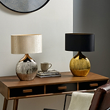 Gemini Etched Ceramic Table Lamp Gold from Roseland Furniture
