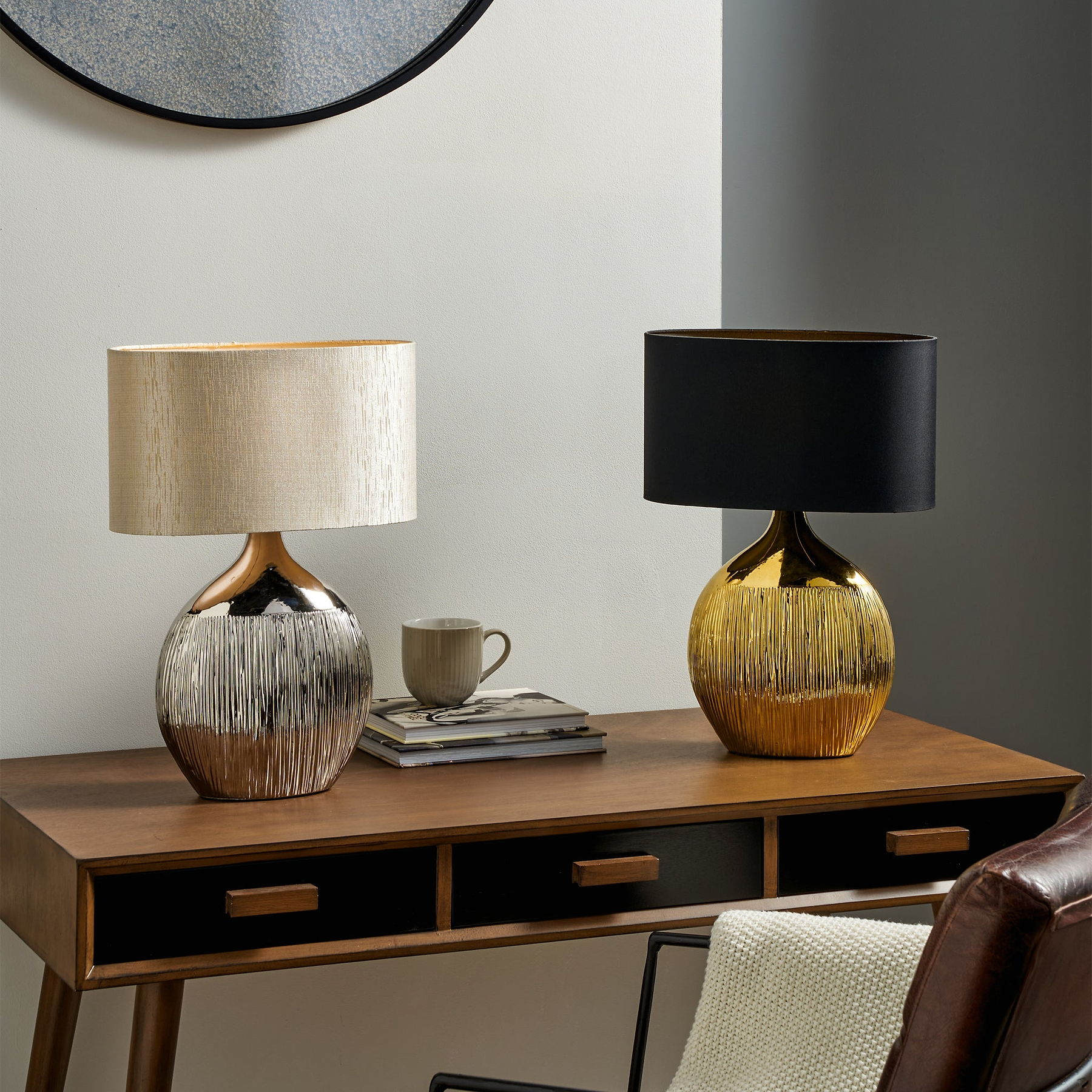 Gemini Etched Ceramic Table Lamp Gold from Roseland Furniture