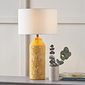 Bethan Embossed Ceramic Table Lamp Mustard from Roseland Furniture