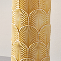 Bethan Embossed Ceramic Table Lamp Mustard from Roseland Furniture