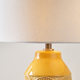 Bethan Embossed Ceramic Table Lamp Mustard from Roseland Furniture