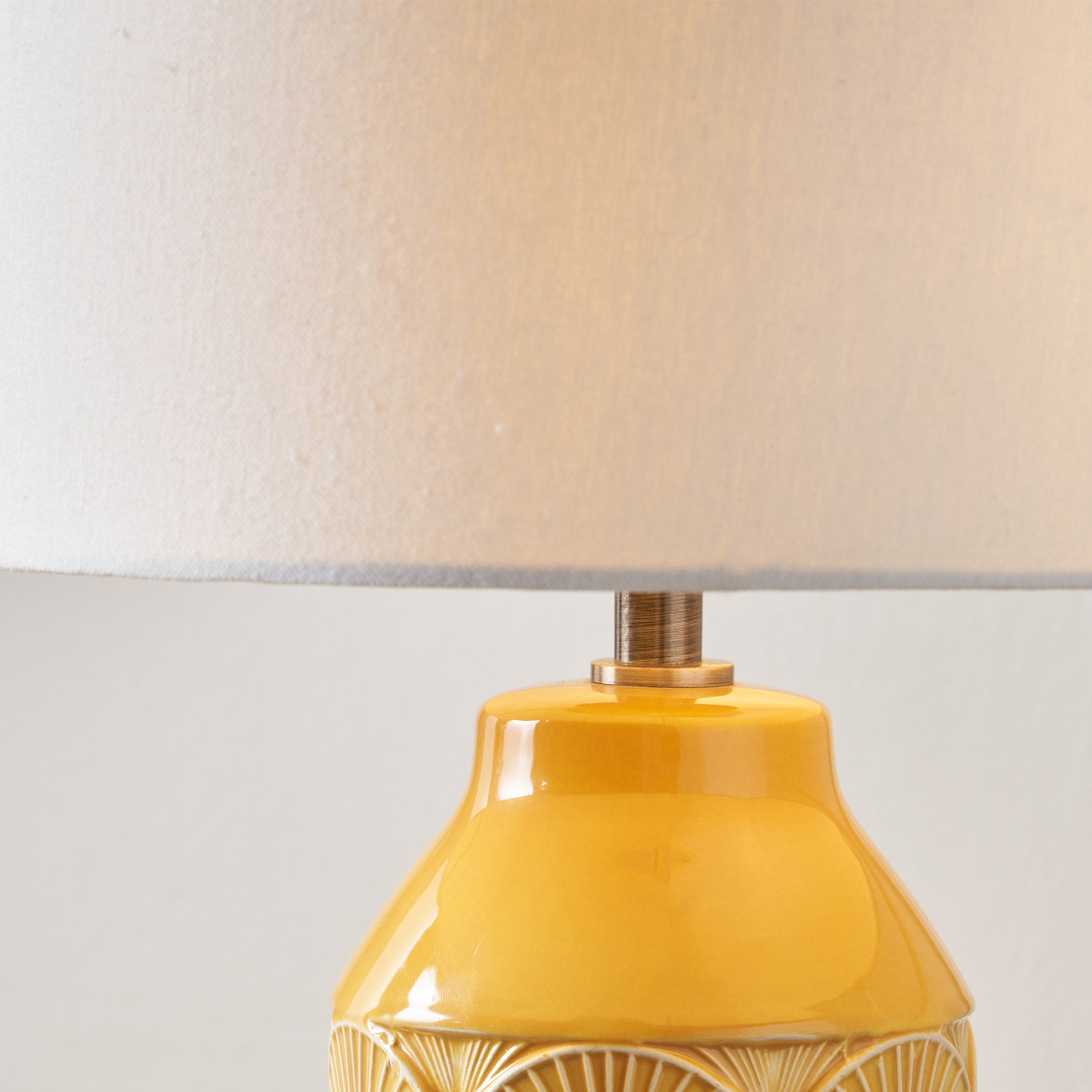 Bethan Embossed Ceramic Table Lamp Mustard from Roseland Furniture