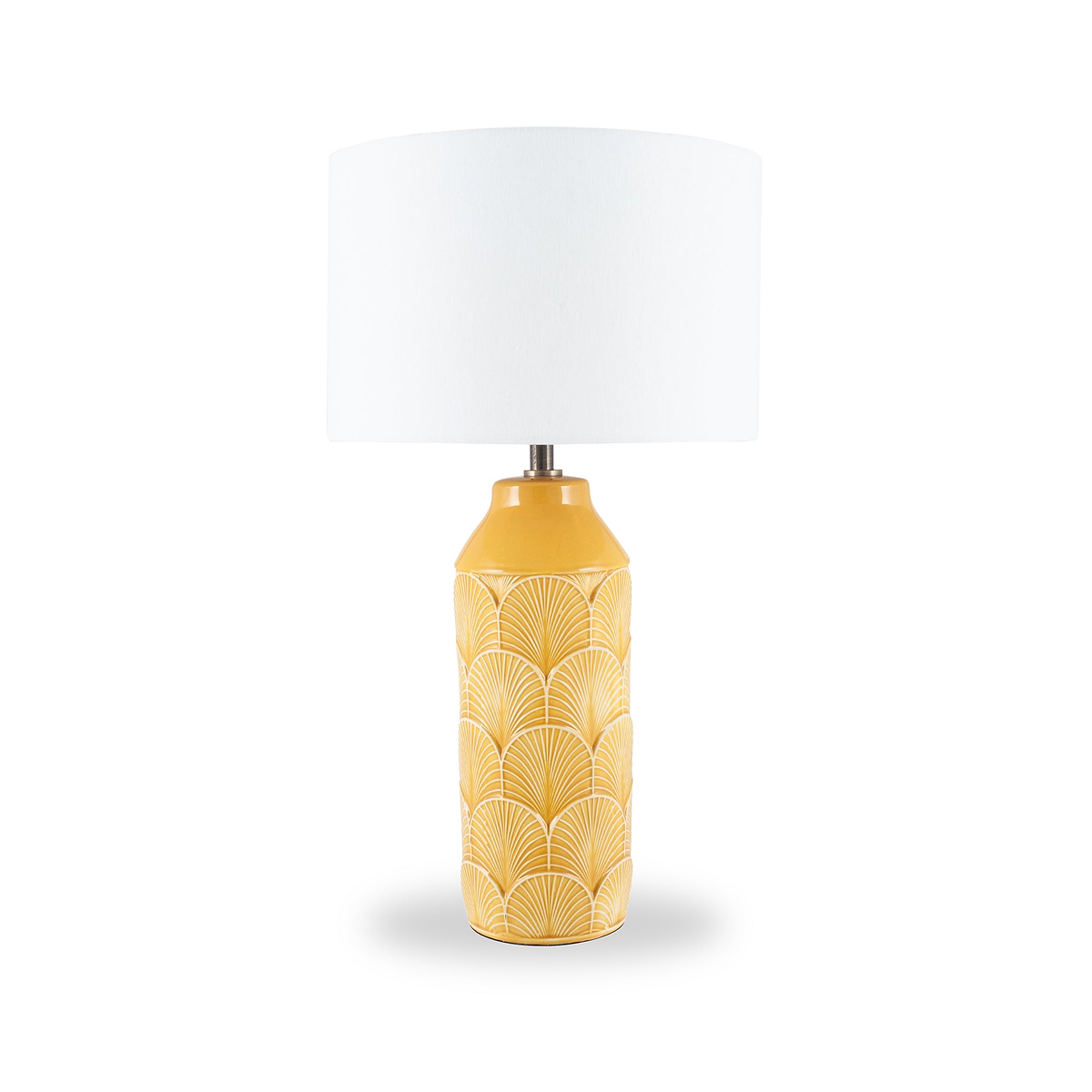 Bethan Embossed Ceramic Table Lamp Mustard from Roseland Furniture