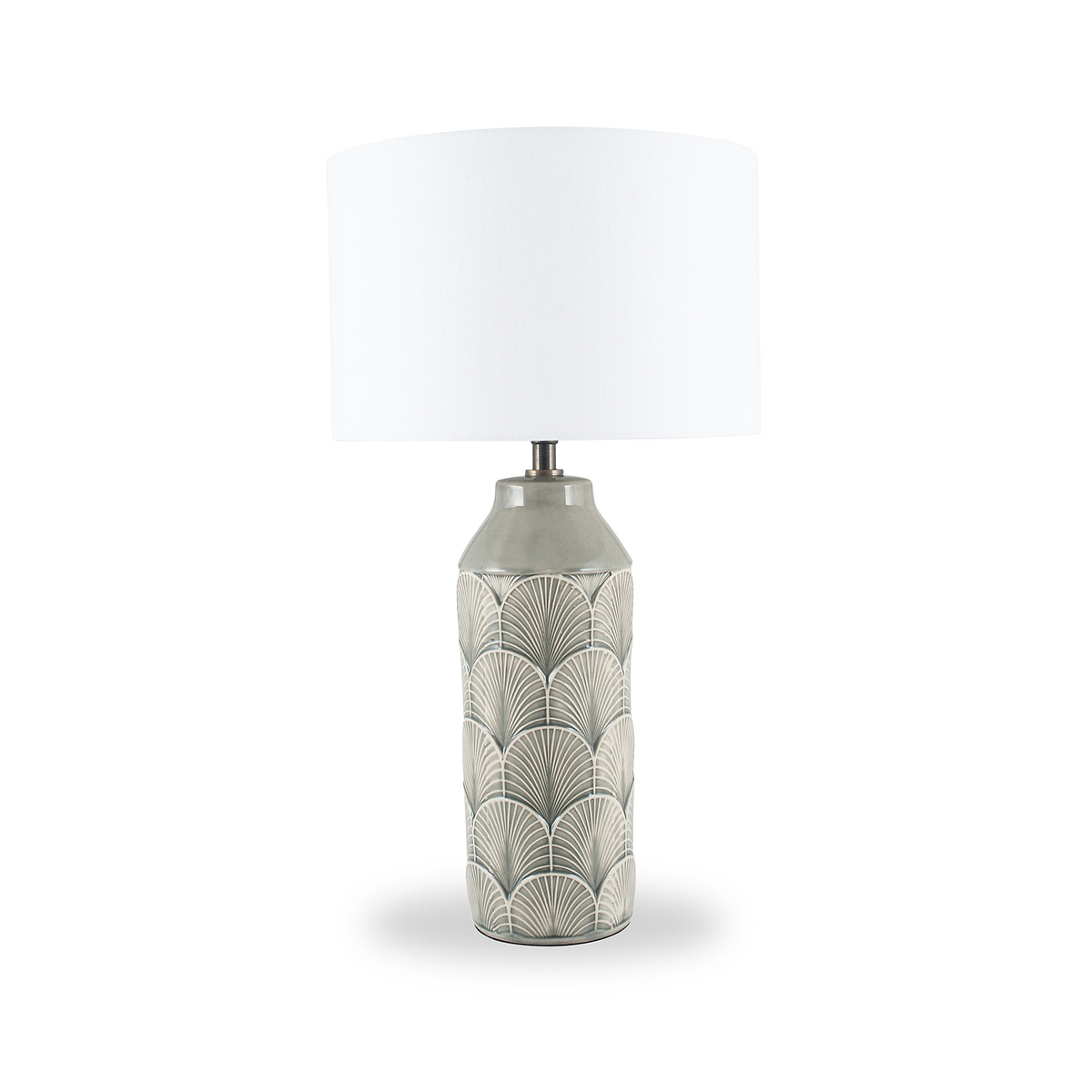 Bethan Grey Embossed Ceramic Table Lamp from Roseland Furniture
