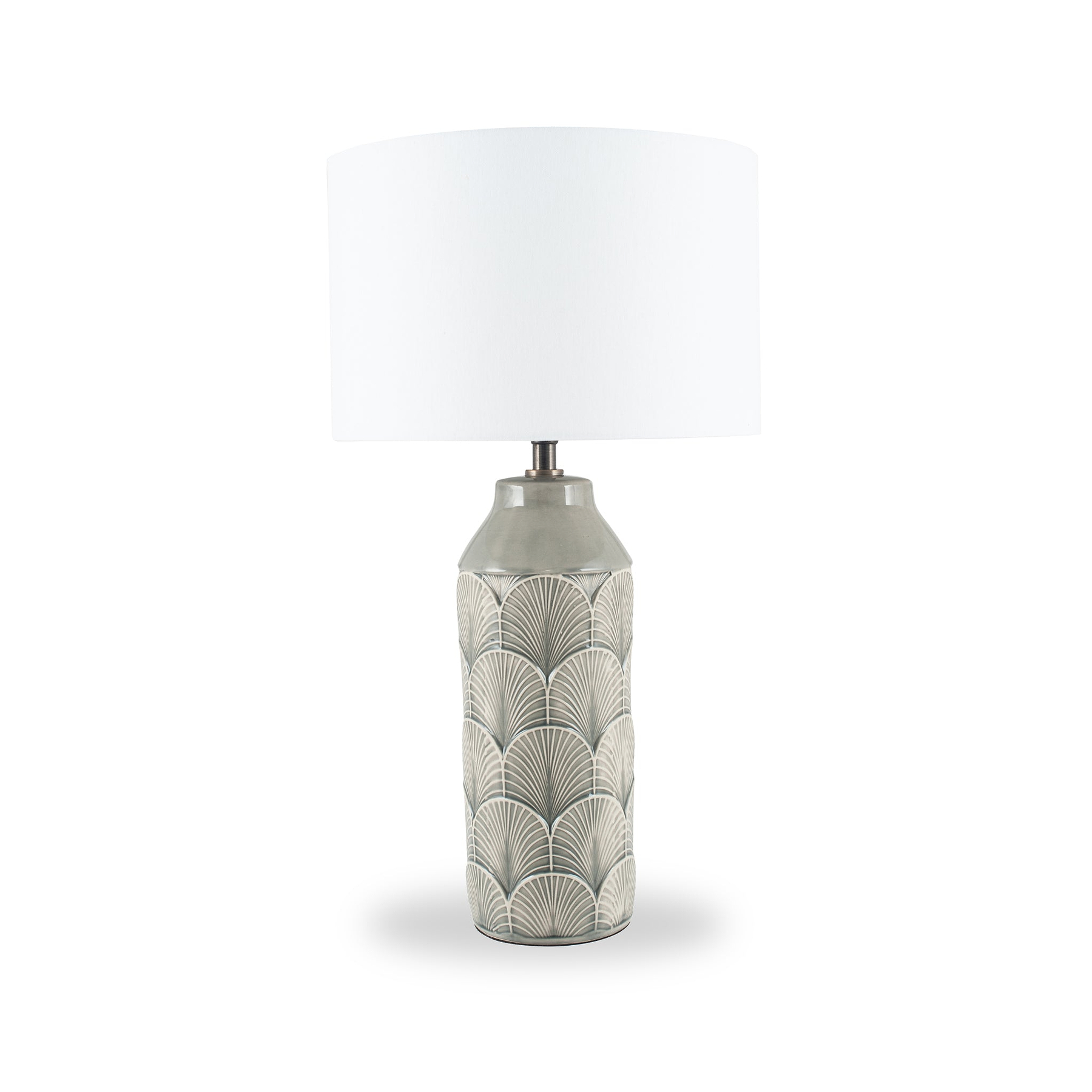 Bethan Grey Embossed Ceramic Table Lamp from Roseland Furniture