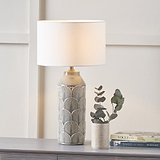 Bethan Embossed Ceramic Table Lamp Grey from Roseland Furniture