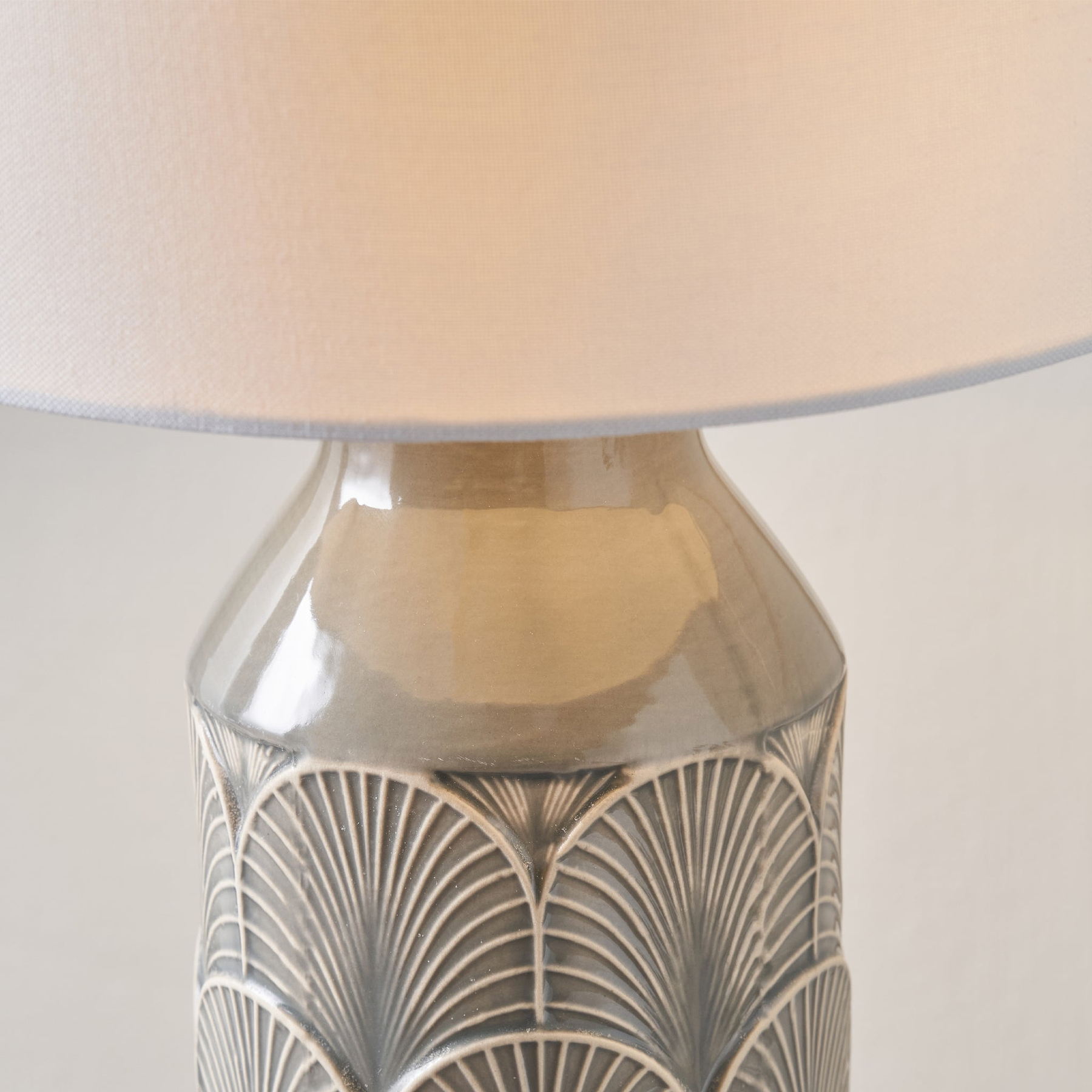 Bethan Embossed Ceramic Table Lamp Grey from Roseland Furniture