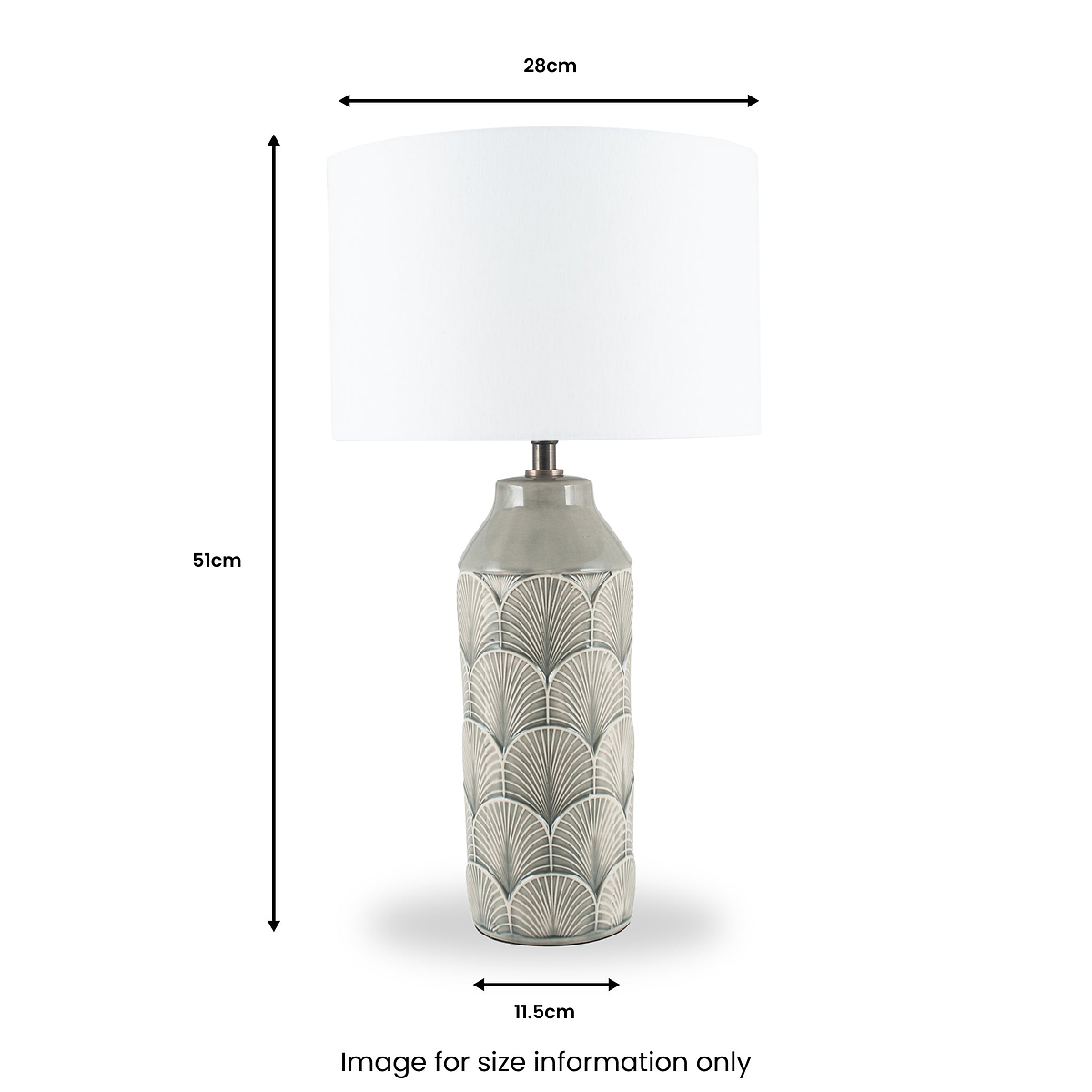 Bethan Embossed Ceramic Table Lamp Grey from Roseland Furniture