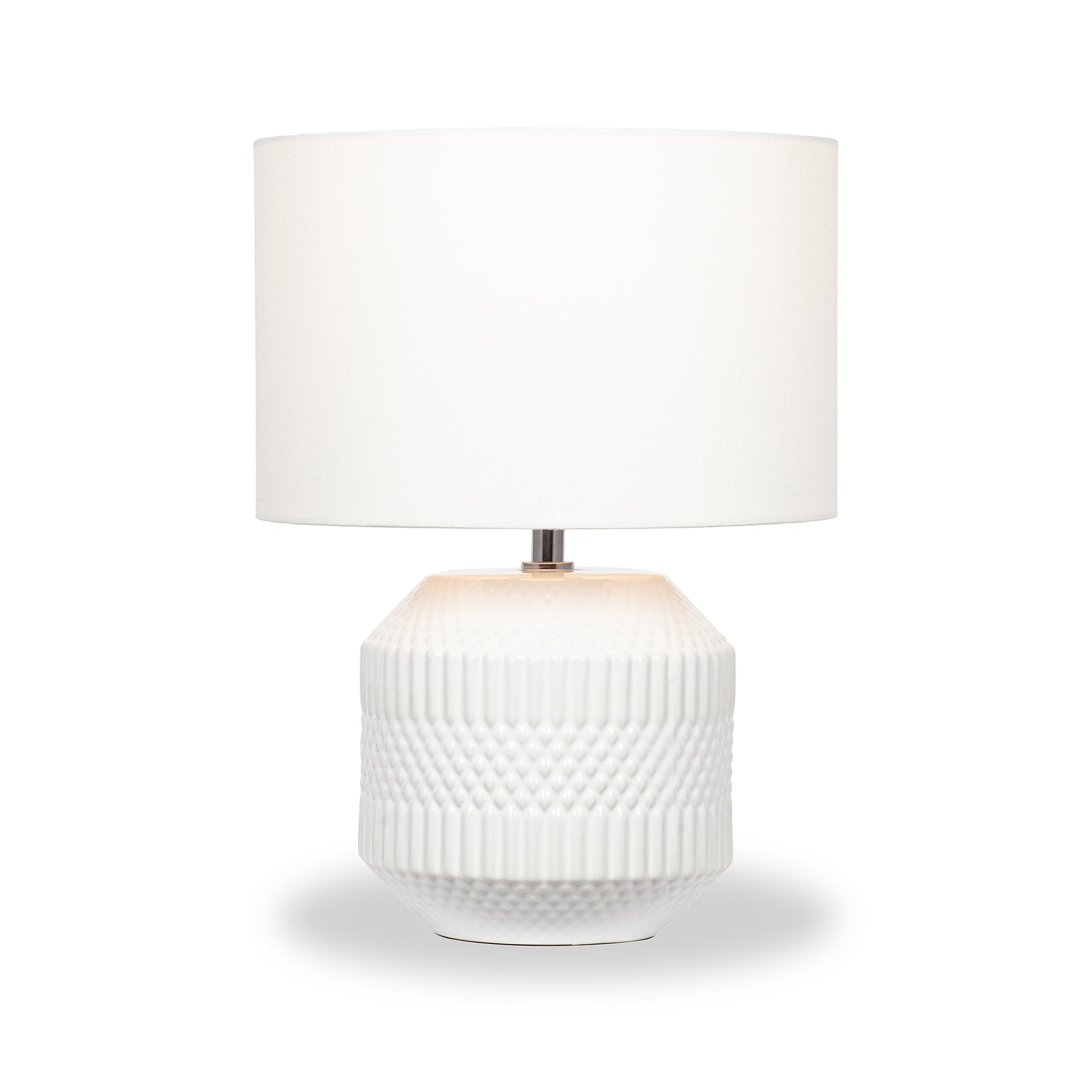 Meribel Geo Ceramic Table Lamp White from Roseland Furniture