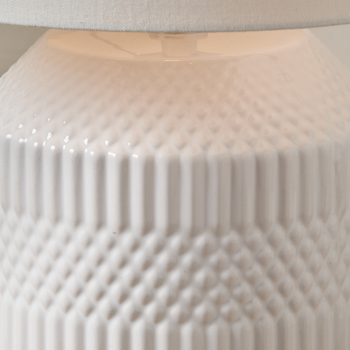 Meribel Geo Ceramic Table Lamp White from Roseland Furniture