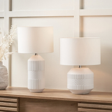 Meribel Geo Ceramic Table Lamp White from Roseland Furniture
