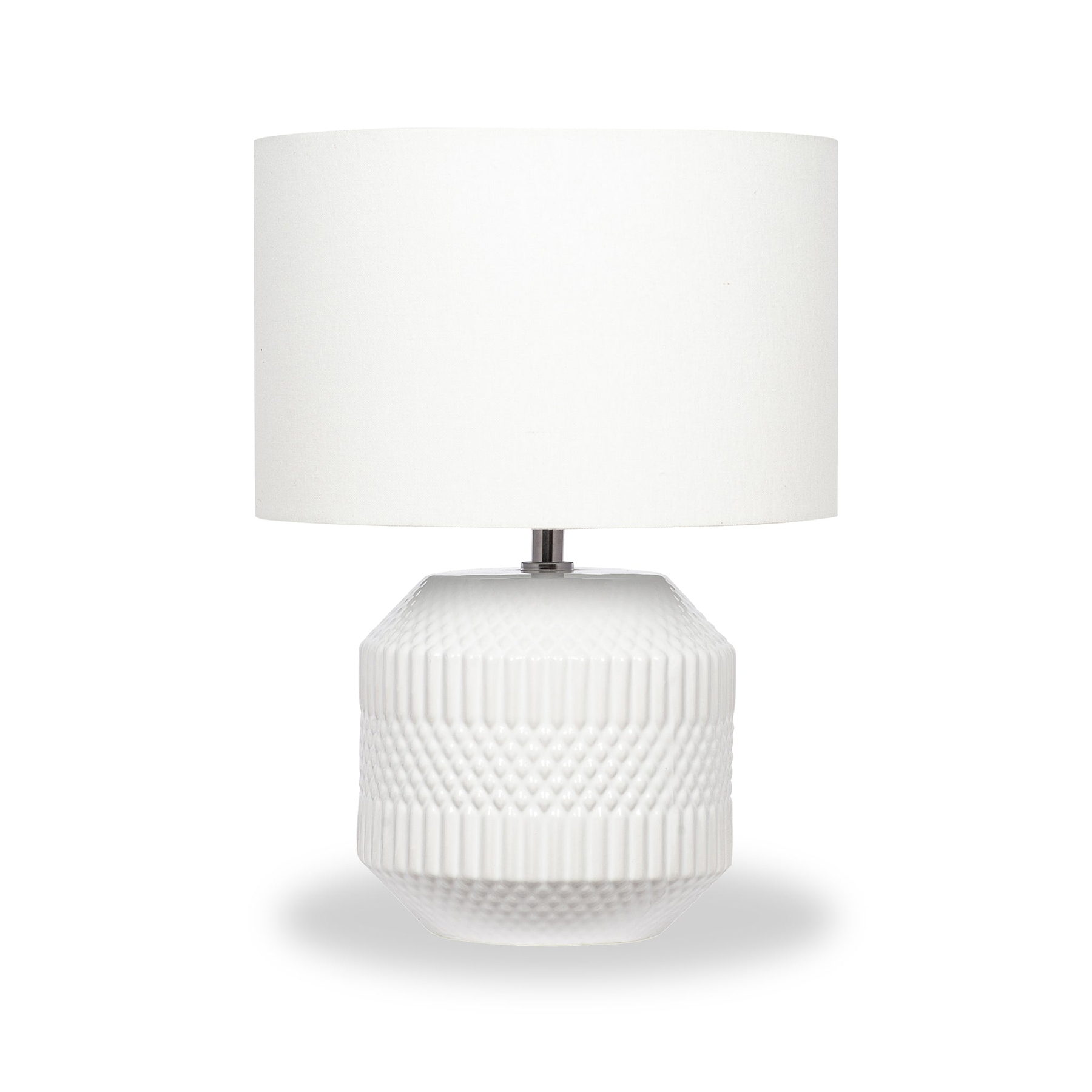 Meribel Geo Ceramic Table Lamp White from Roseland Furniture