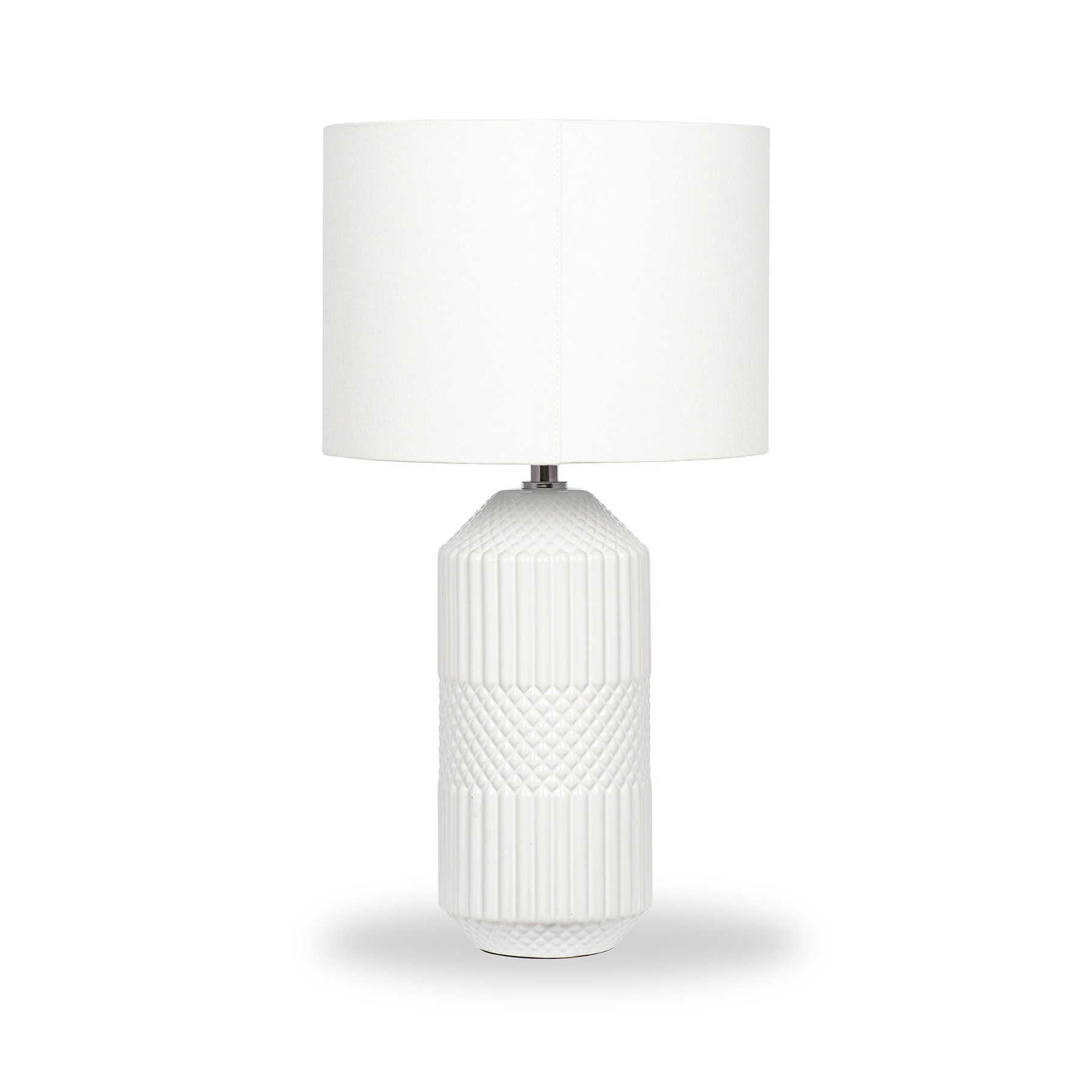 Meribel Geo Ceramic Tall Table Lamp White from Roseland Furniture