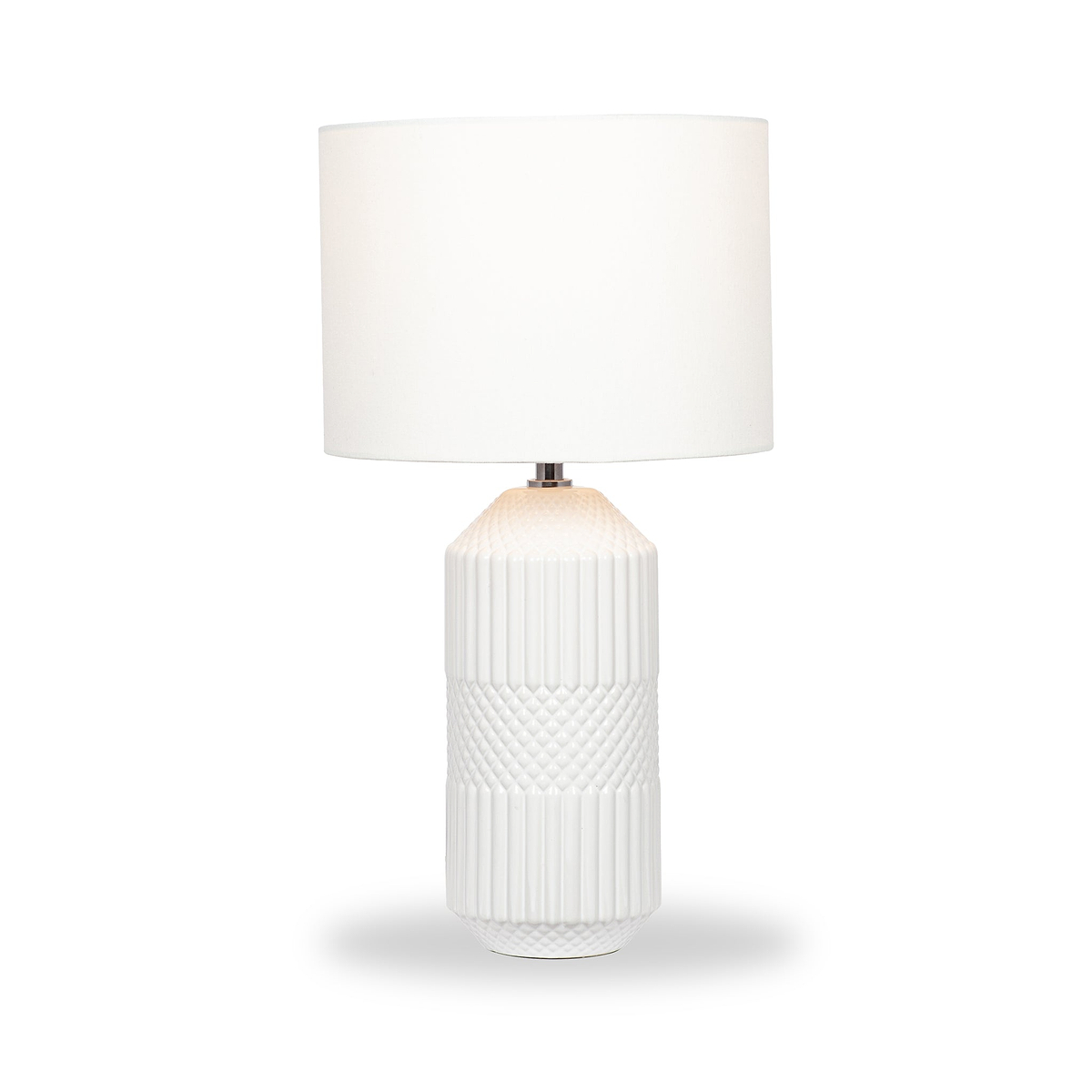 Meribel Geo Ceramic Tall Table Lamp White from Roseland Furniture