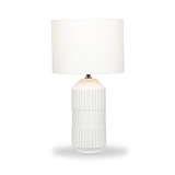 Meribel Geo Ceramic Tall Table Lamp White from Roseland Furniture
