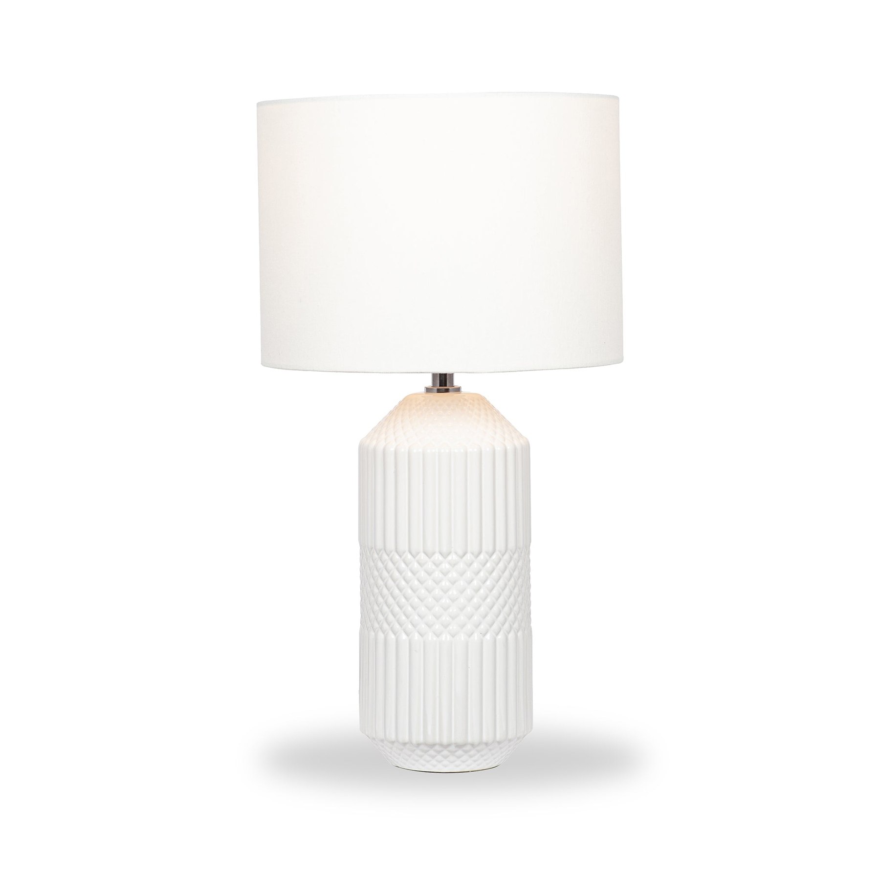 Meribel Geo Ceramic Tall Table Lamp White from Roseland Furniture