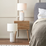 Meribel Geo Ceramic Tall Table Lamp White from Roseland Furniture