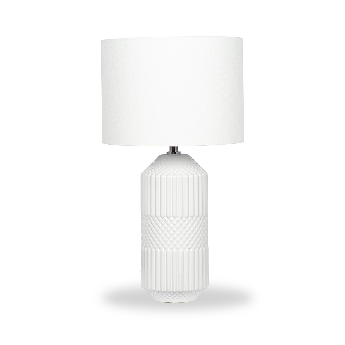 Meribel Geo Ceramic Tall Table Lamp White from Roseland Furniture