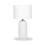 Meribel Geo Ceramic Tall Table Lamp White from Roseland Furniture
