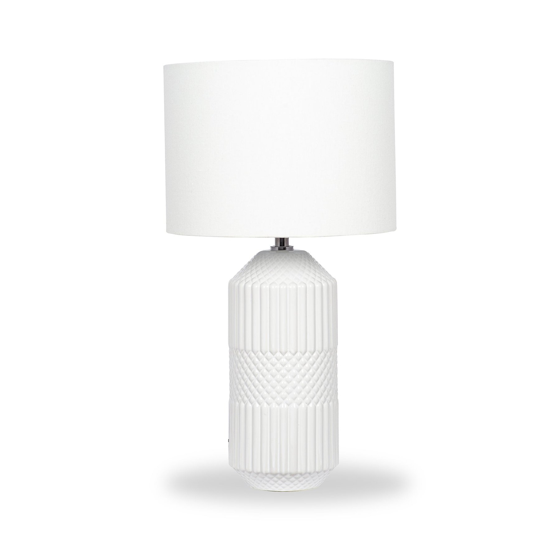 Meribel Geo Ceramic Tall Table Lamp White from Roseland Furniture