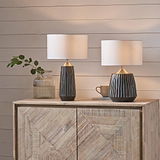 Artemis Textured Brushed Silver Table Lamp from Roseland Furniture
