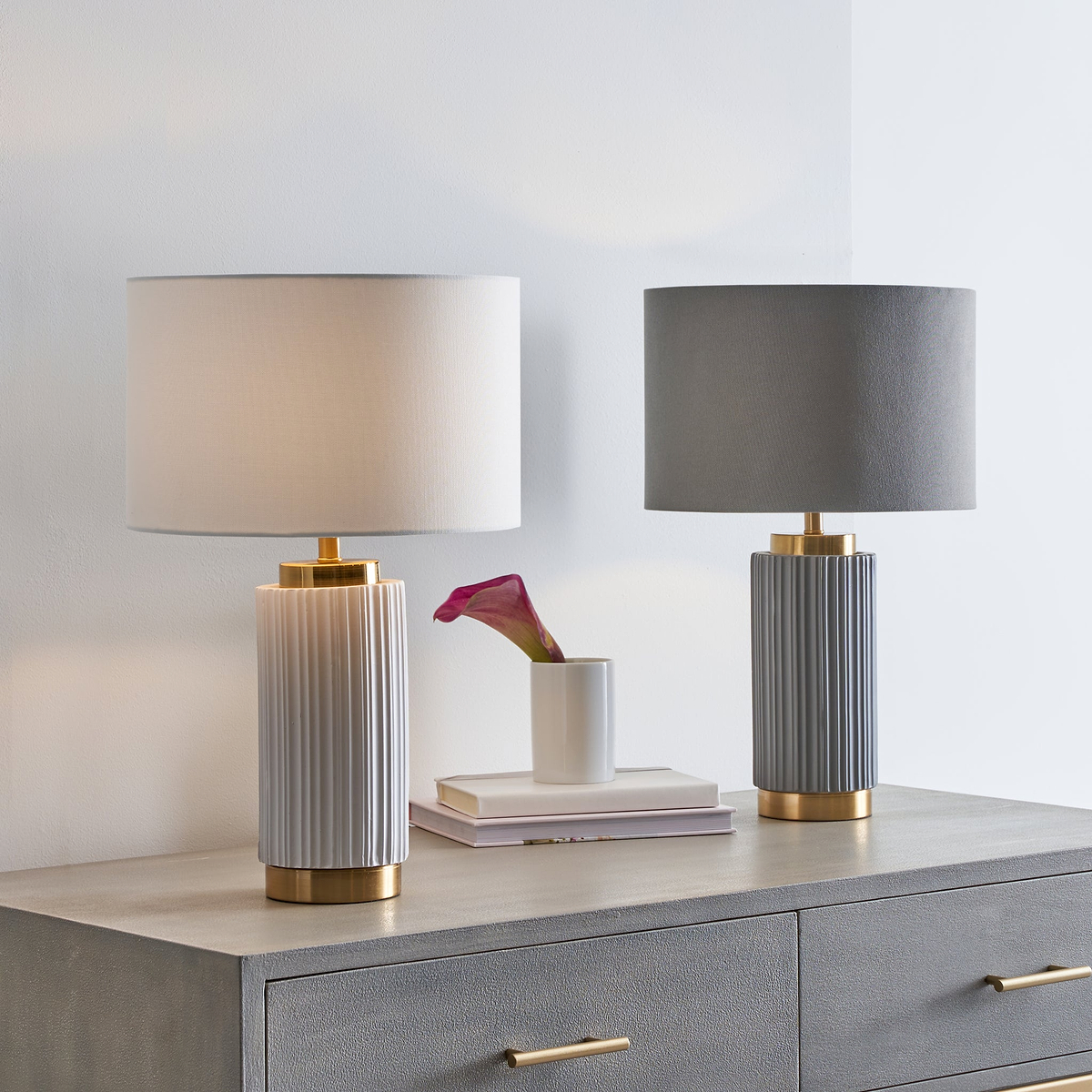Ionic Textured Ceramic Table Lamp White from Roseland Furniture