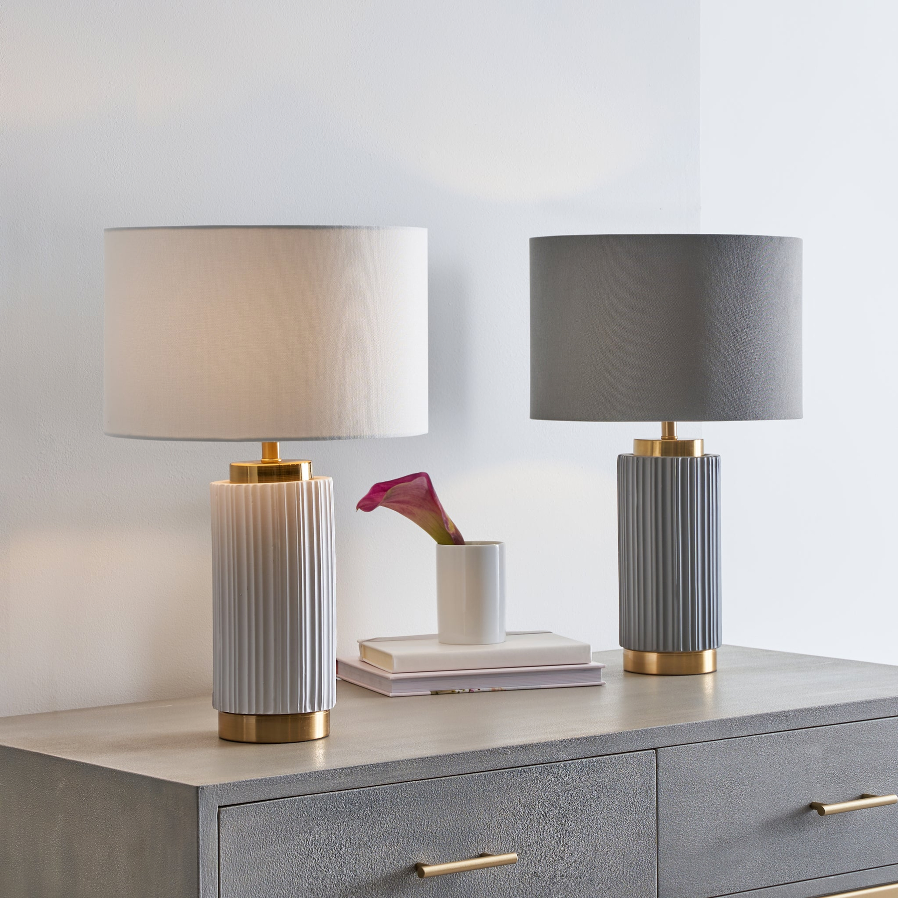 Ionic Textured Ceramic Table Lamp White from Roseland Furniture
