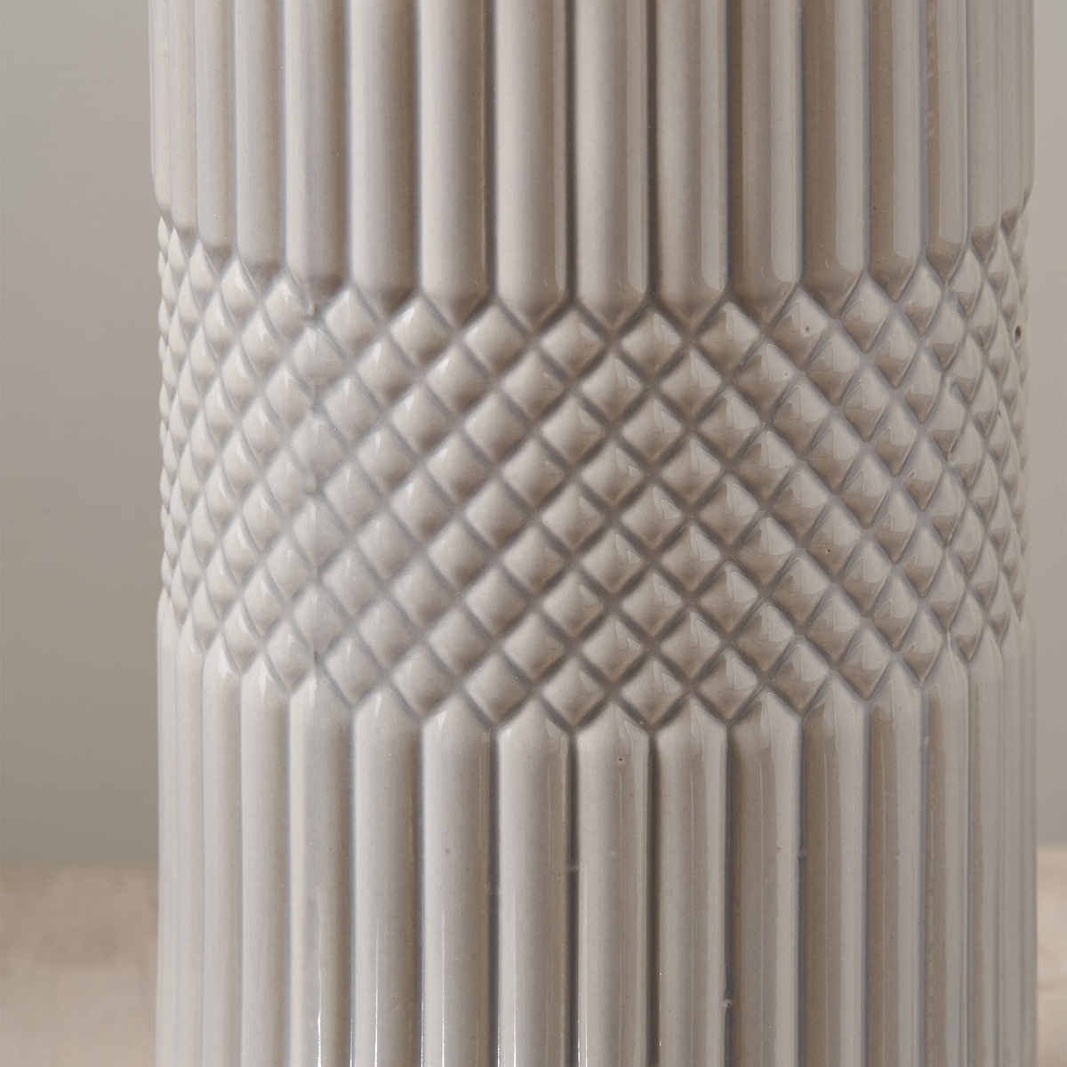 Meribel Geo Ceramic Tall Table Lamp Grey from Roseland Furniture