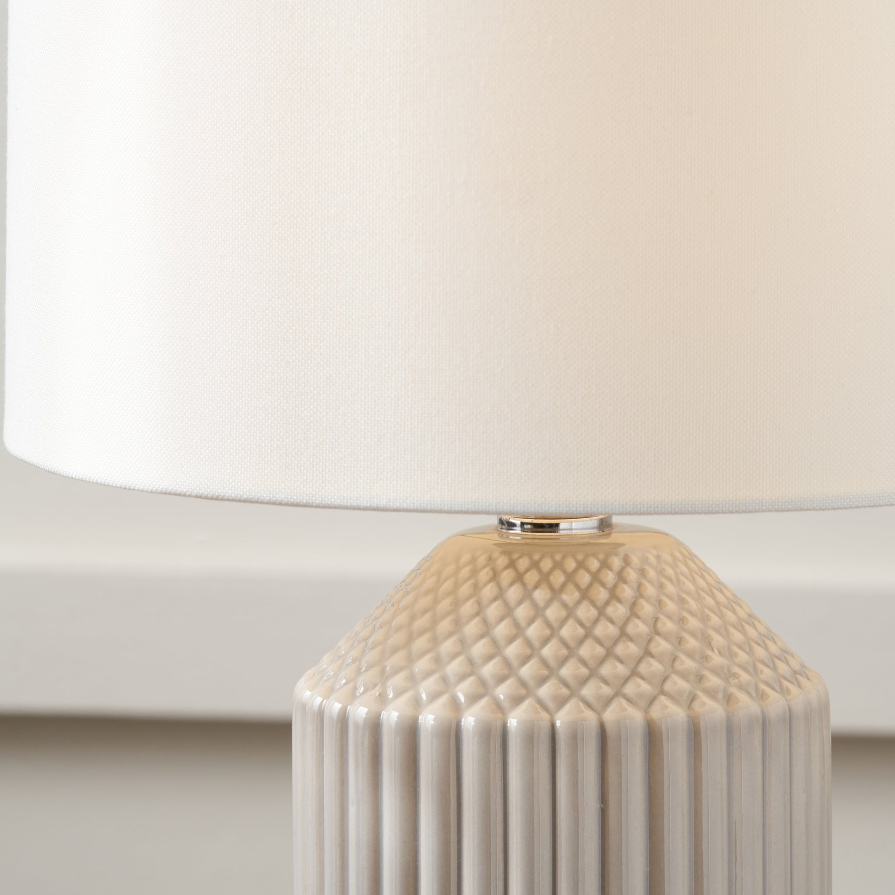 Meribel Geo Ceramic Tall Table Lamp Grey from Roseland Furniture