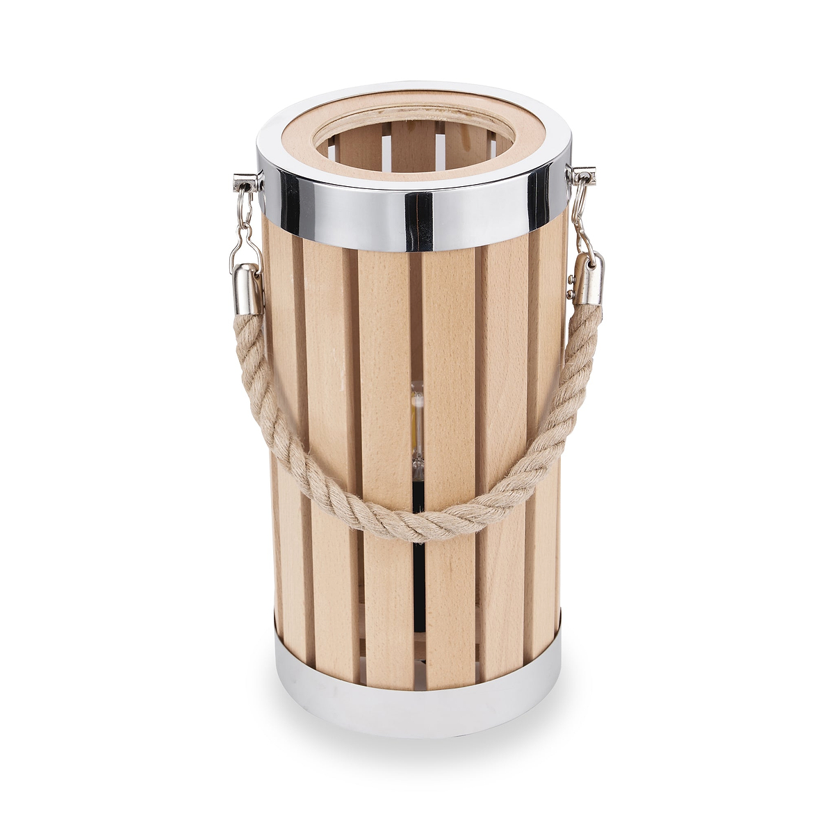 Austell Lantern Table Lamp Natural Wood from Roseland Furniture