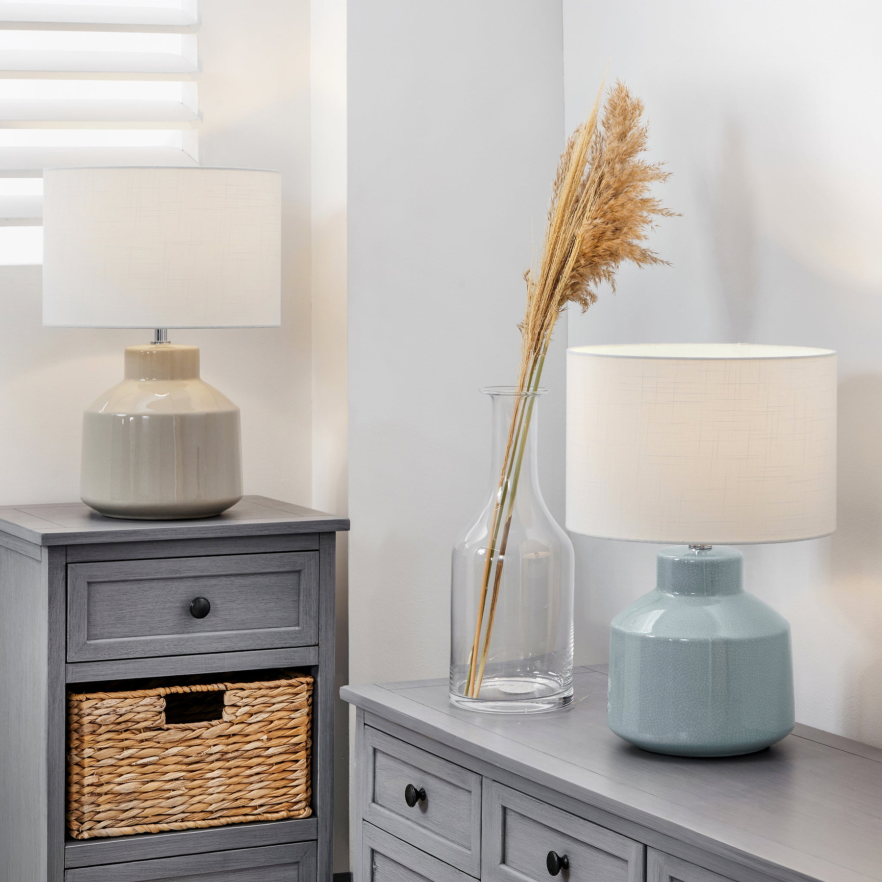 Nora Crackle Effect Table Lamp Cream from Roseland Furniture