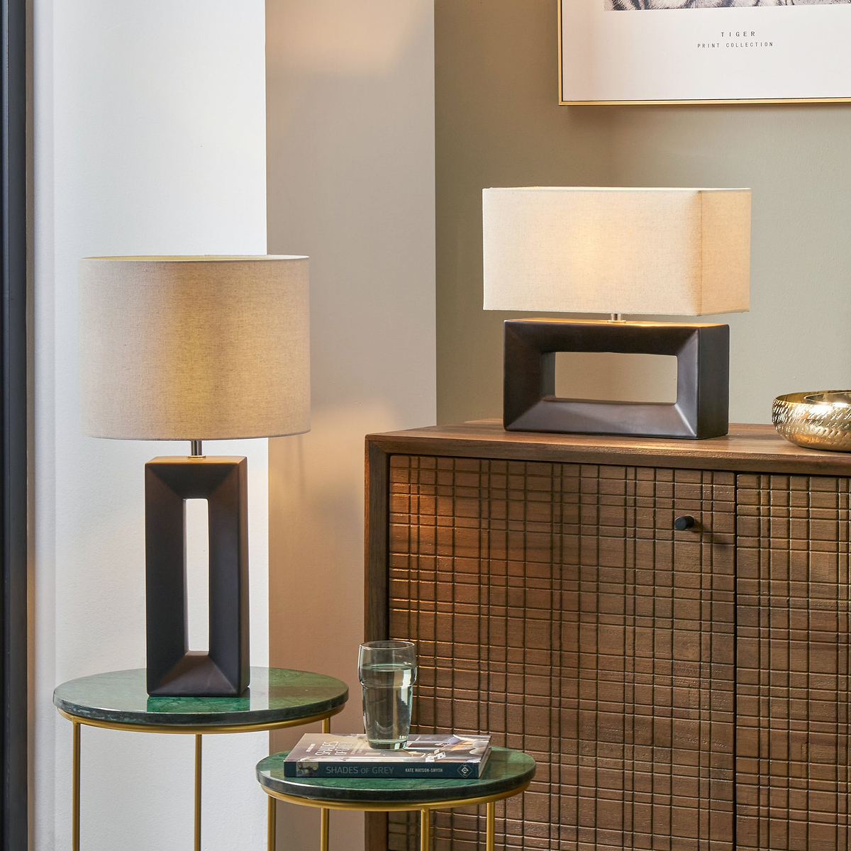 Block Ceramic Table Lamp Black from Roseland Furniture