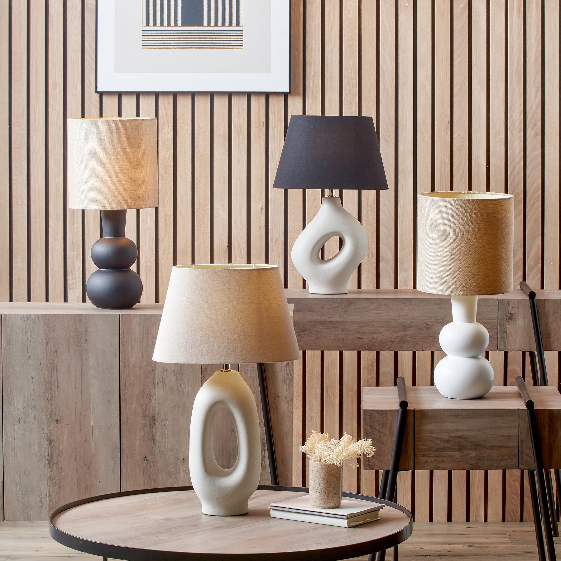Aaliyah Curved Bottle Ceramic Table Lamp Black from Roseland Furniture