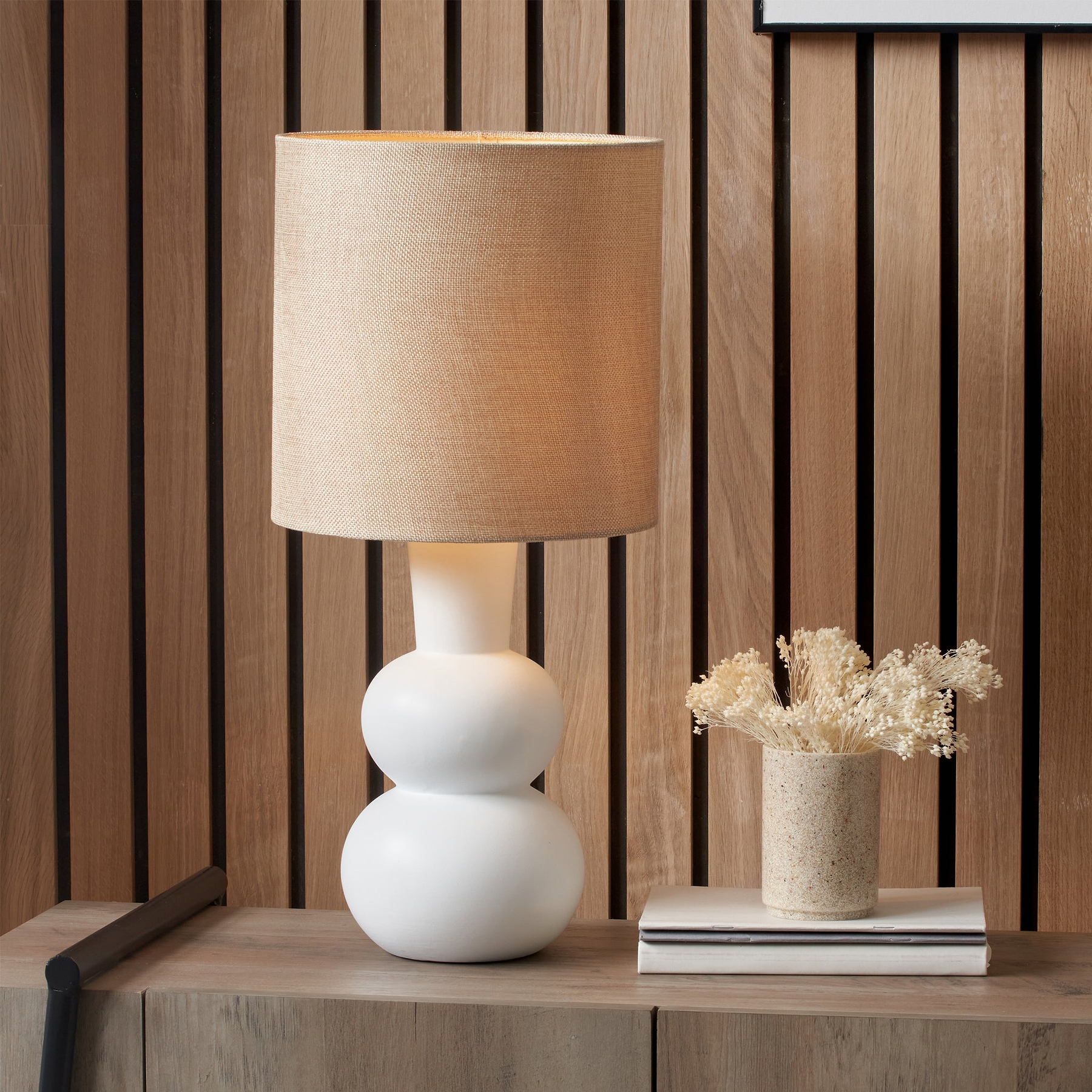 Aaliyah Curved Bottle Ceramic Table Lamp White from Roseland Furniture