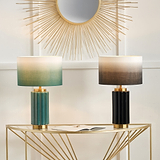Lushan Scalloped Ceramic Table Lamp Green from Roseland Furniture