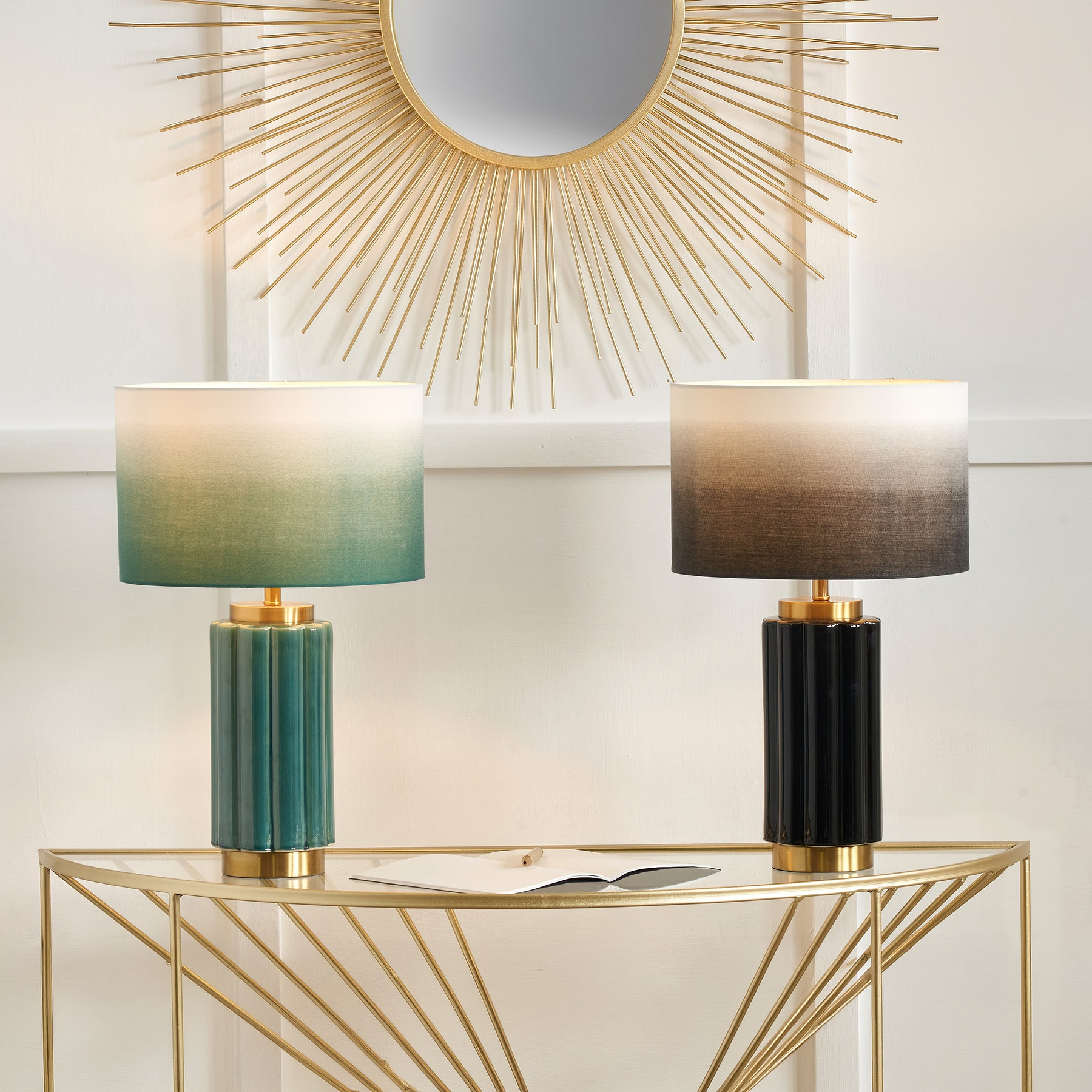 Lushan Scalloped Ceramic Table Lamp Green from Roseland Furniture
