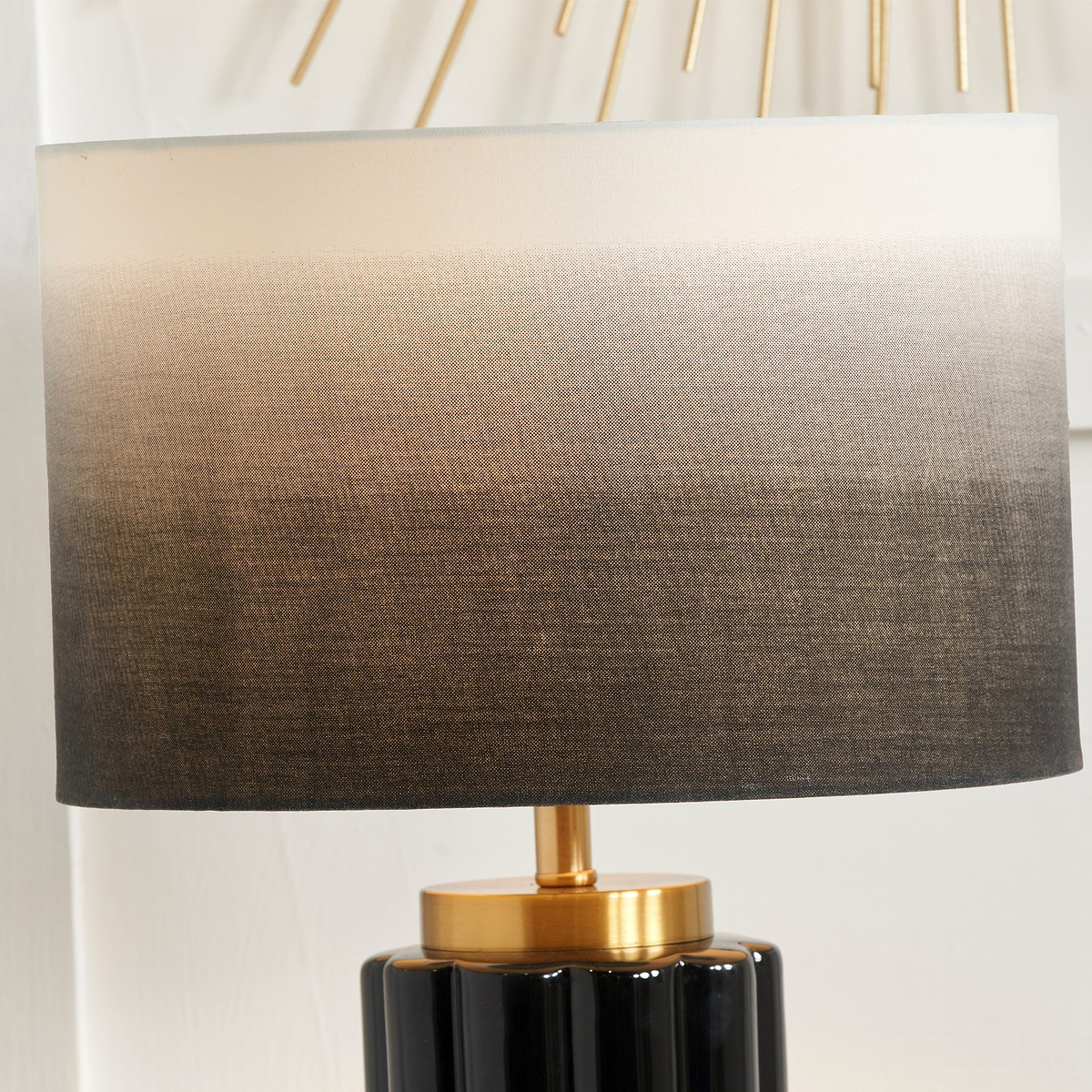 Lushan Scalloped Ceramic Table Lamp Black from Roseland Furniture