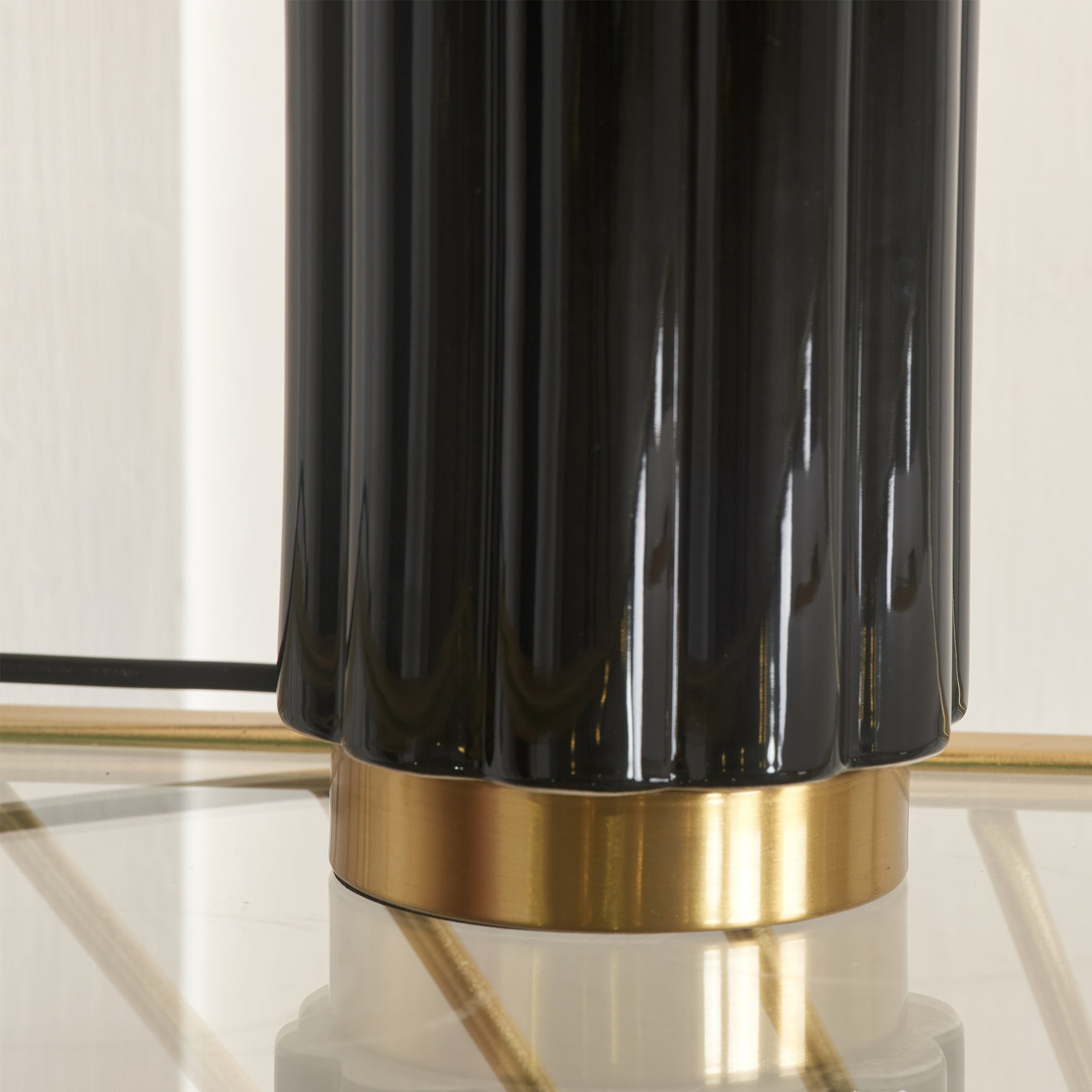 Lushan Scalloped Ceramic Table Lamp Black from Roseland Furniture