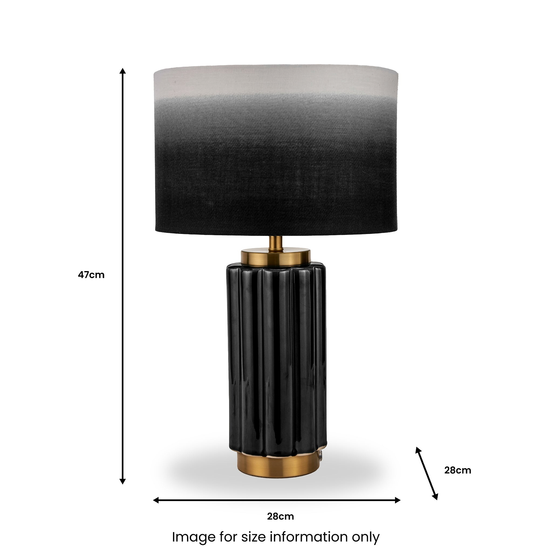 Lushan Scalloped Ceramic Table Lamp Black from Roseland Furniture