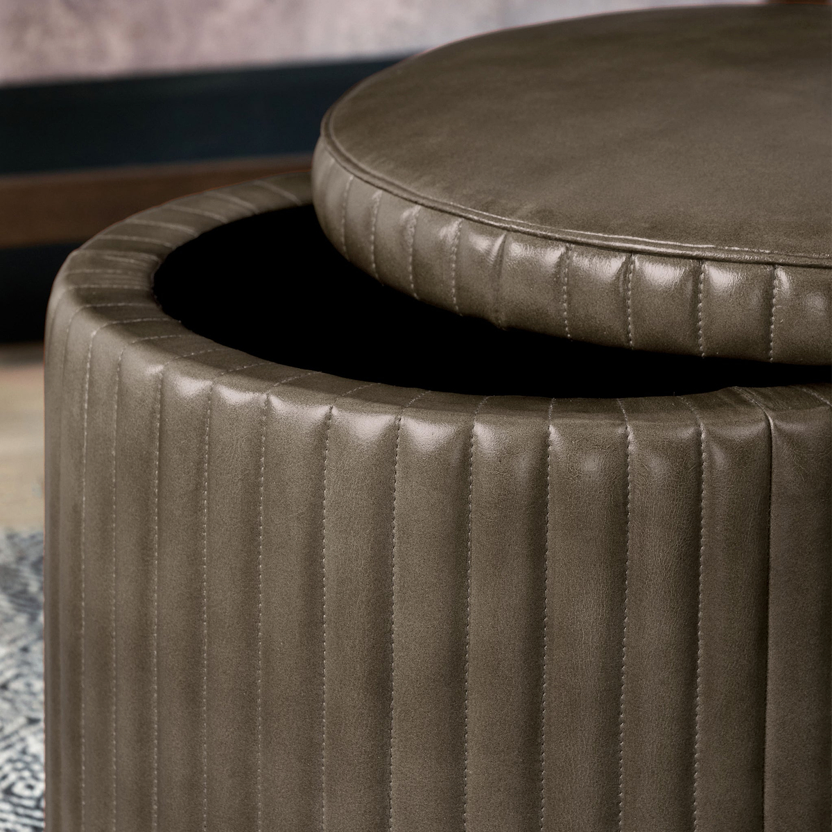 Alessandro Leather Storage Pouffe from Roseland Furniture