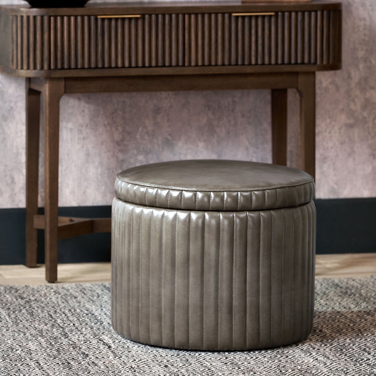 Alessandro Leather Storage Pouffe from Roseland Furniture